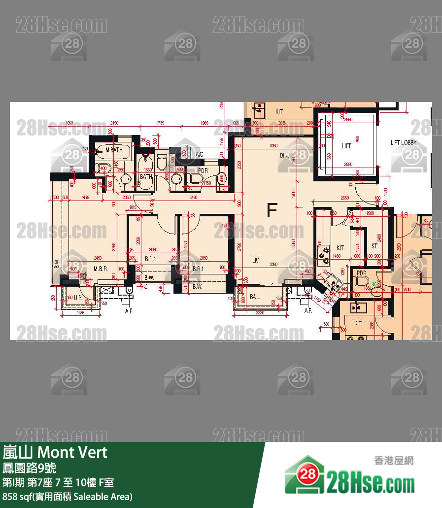 嵐山(第1期) 第I期第7座10樓 F室 平面圖