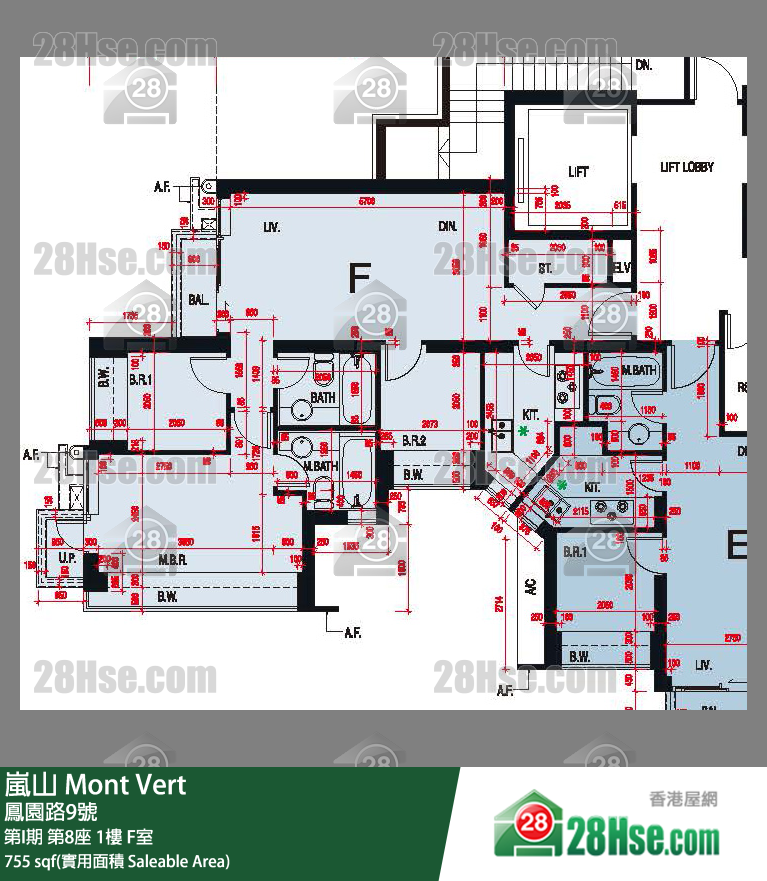 岚山(第1期) 第I期第8座1楼 F室 平面图