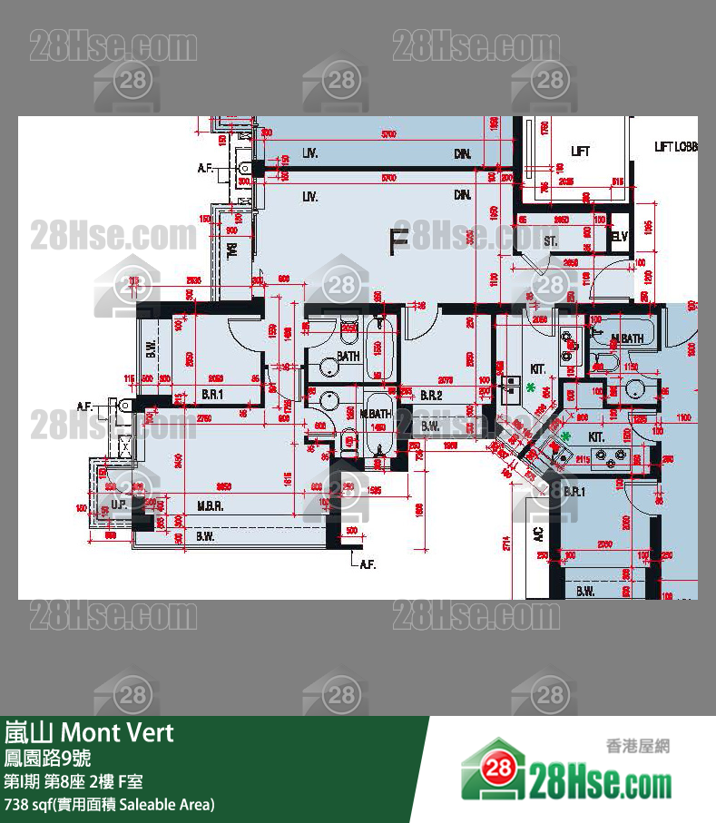 岚山(第1期) 第I期第8座2楼 F室 平面图