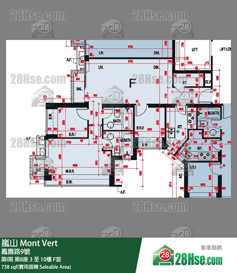 嵐山(第1期) 第I期第8座10樓 F室 平面圖