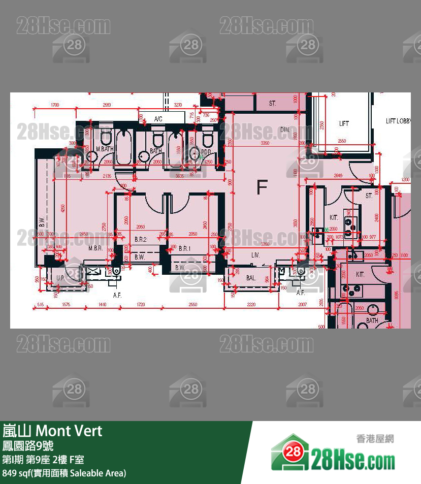岚山(第1期) 第I期第9座2楼 F室 平面图