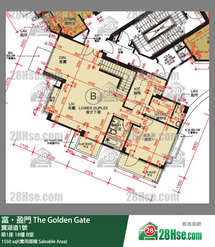富盈門 第1座 18樓 B室 平面圖