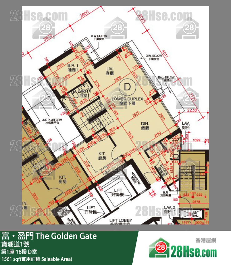 富盈门 第1座 18楼 D室 平面图