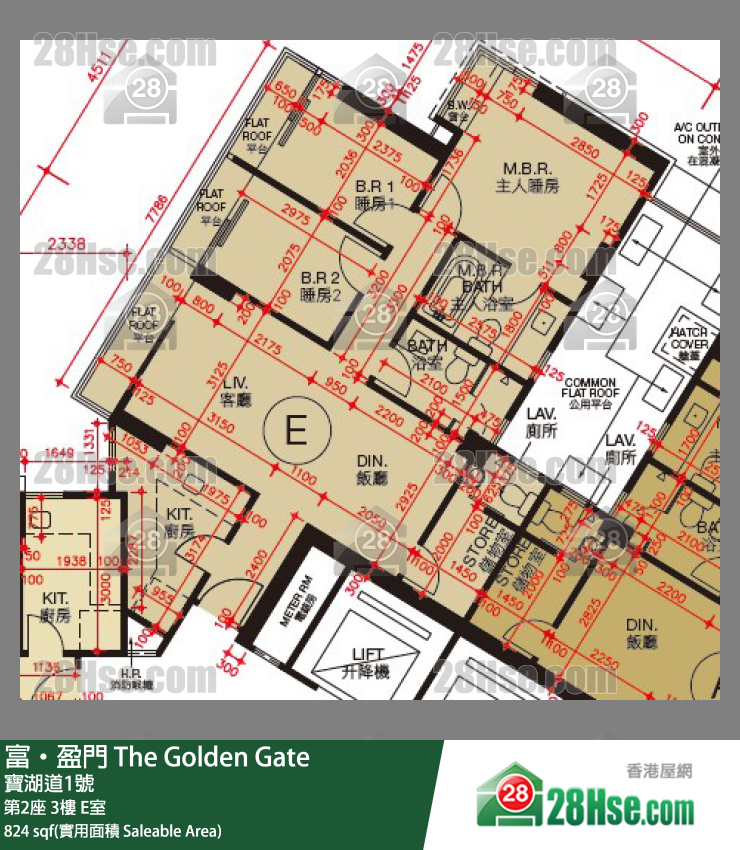 富盈门 第2座 3楼 E室 平面图