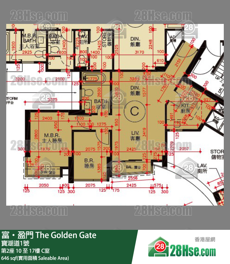 富盈门 第2座17楼 C室 平面图