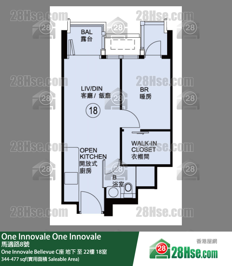 One Innovale One Innovale Bellevue C座 10樓 18室 平面圖