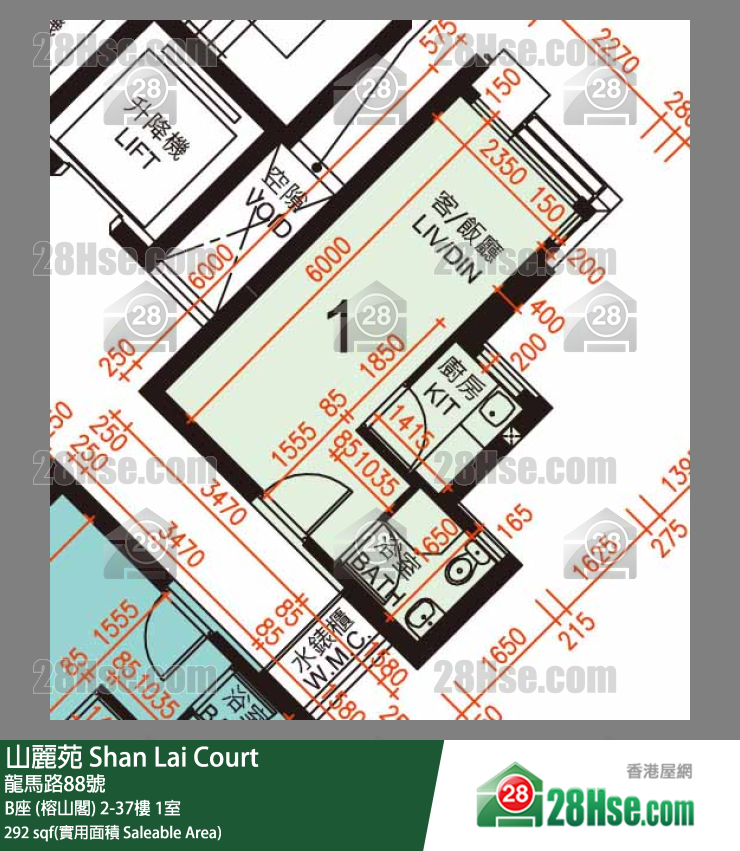 山丽苑 单位平面图(由 28Hse 提供)