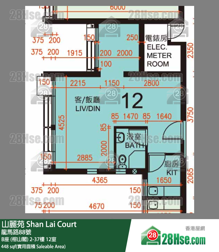 山麗苑 B座 (榕山閣) 21樓 12室 平面圖