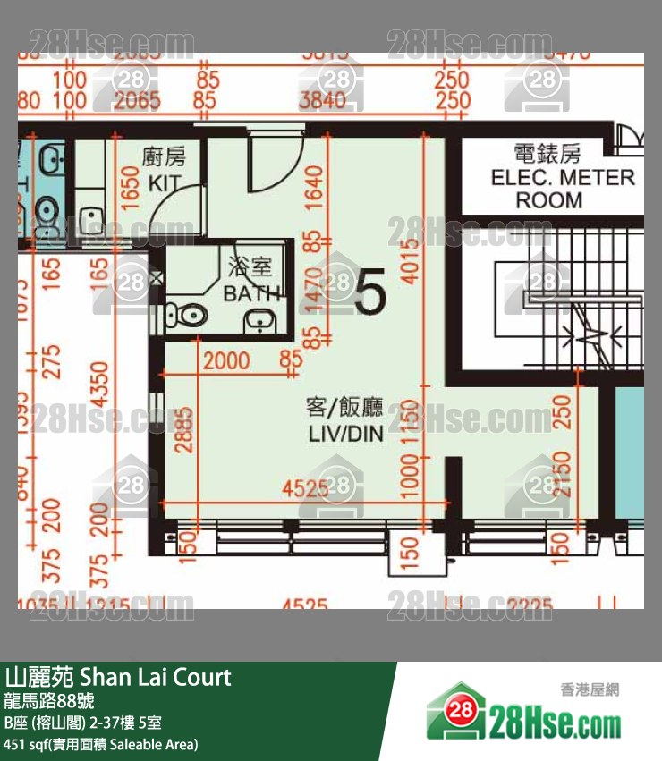 山麗苑 B座 (榕山閣) 17樓 5室 平面圖