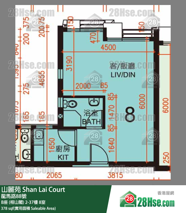 山麗苑 B座 (榕山閣) 8樓 8室 平面圖