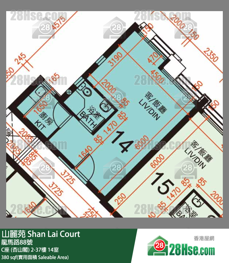山麗苑 單位平面圖(由 28Hse 提供) 山麗苑 單位平面圖(由 28Hse 提供)