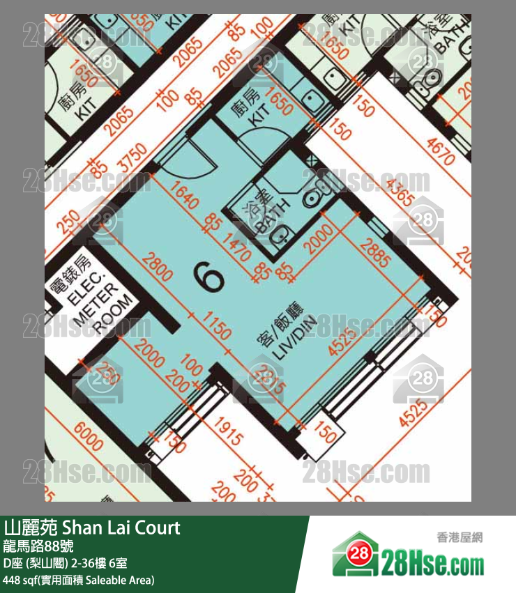 山麗苑 D座 (梨山閣) 36樓 6室 平面圖