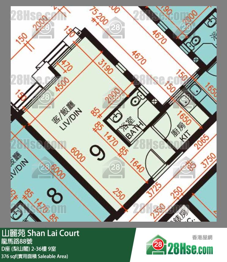 山麗苑 D座 (梨山閣) 30樓 9室 平面圖