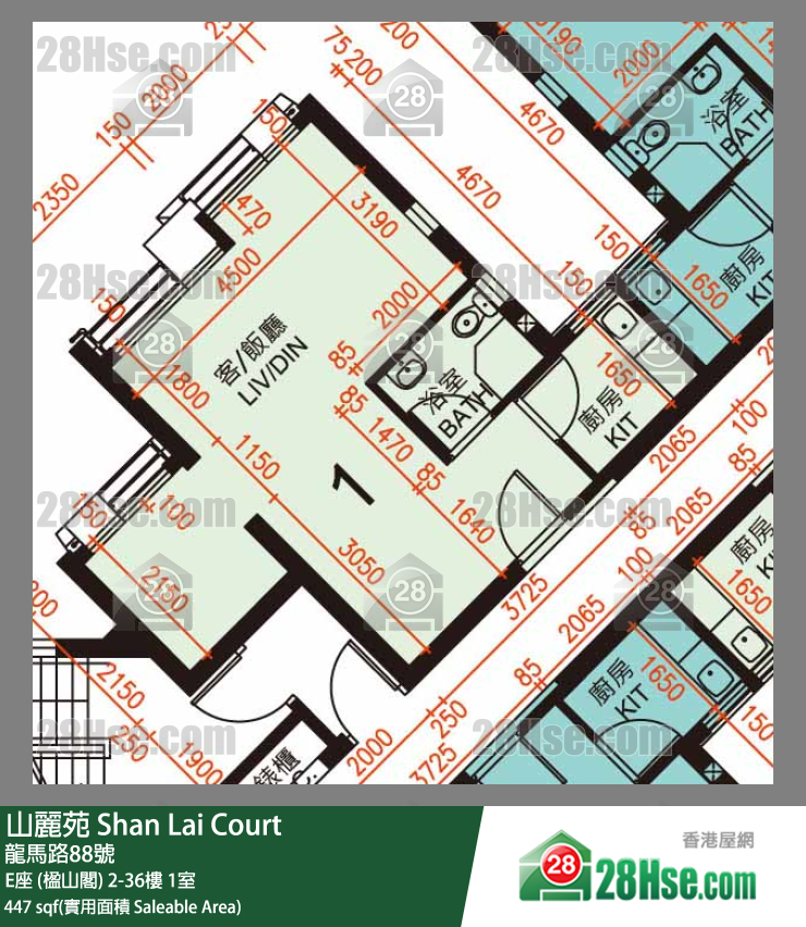 山麗苑 E座 (楹山閣) 18樓 1室 平面圖