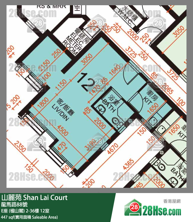 山麗苑 E座 (楹山閣) 31樓 12室 平面圖