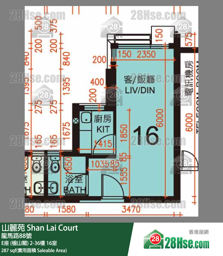 山麗苑 E座 (楹山閣) 3樓 16室 平面圖