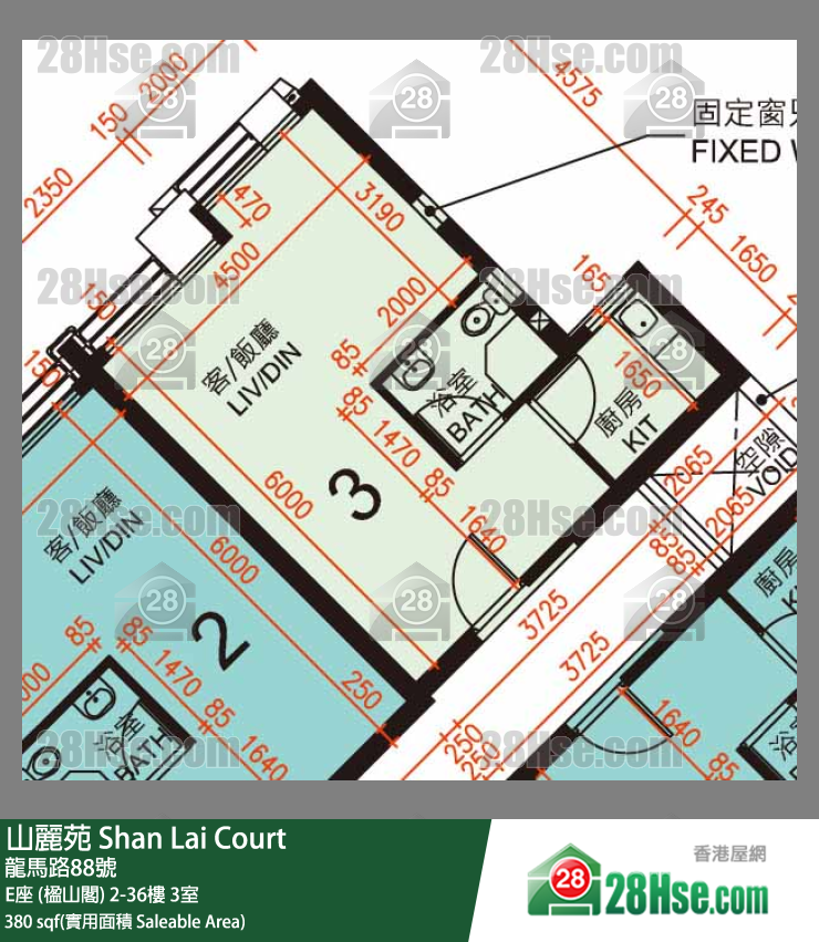 山麗苑 E座 (楹山閣) 9樓 3室 平面圖