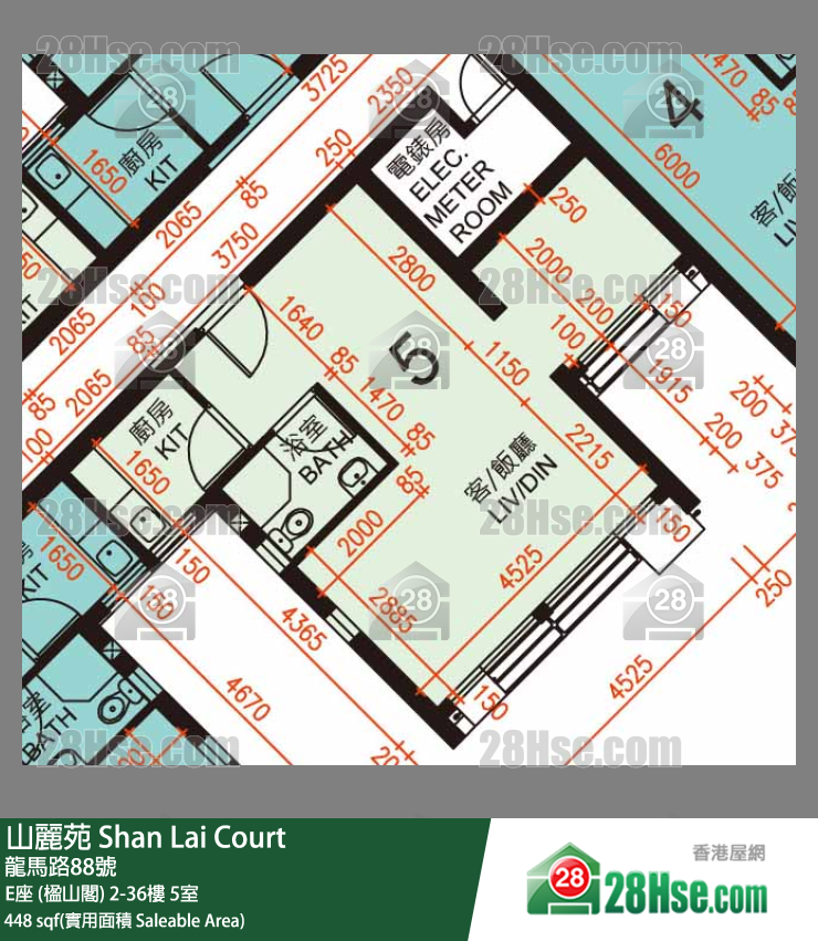 山麗苑 E座 (楹山閣) 2樓 5室 平面圖