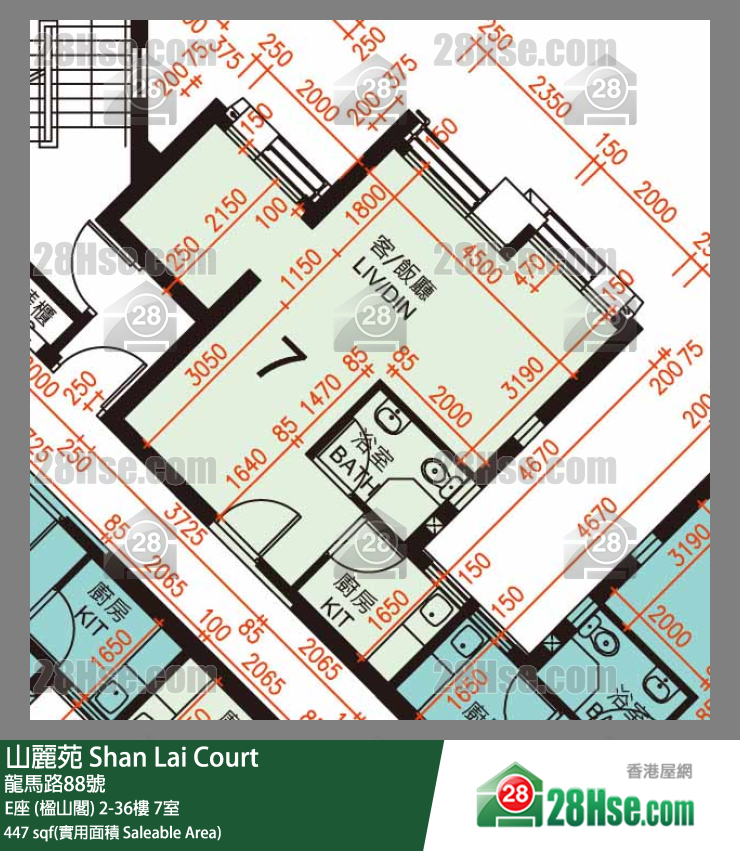 山麗苑 E座 (楹山閣) 36樓 7室 平面圖