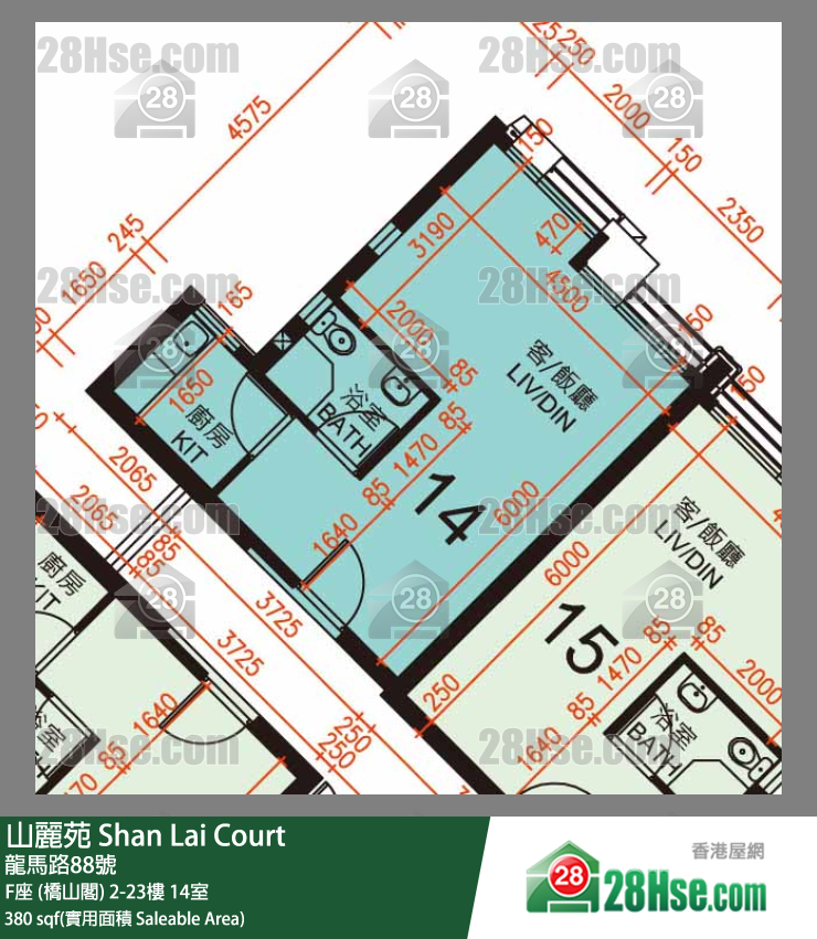 山麗苑 F座 (橋山閣) 2樓 14室 平面圖