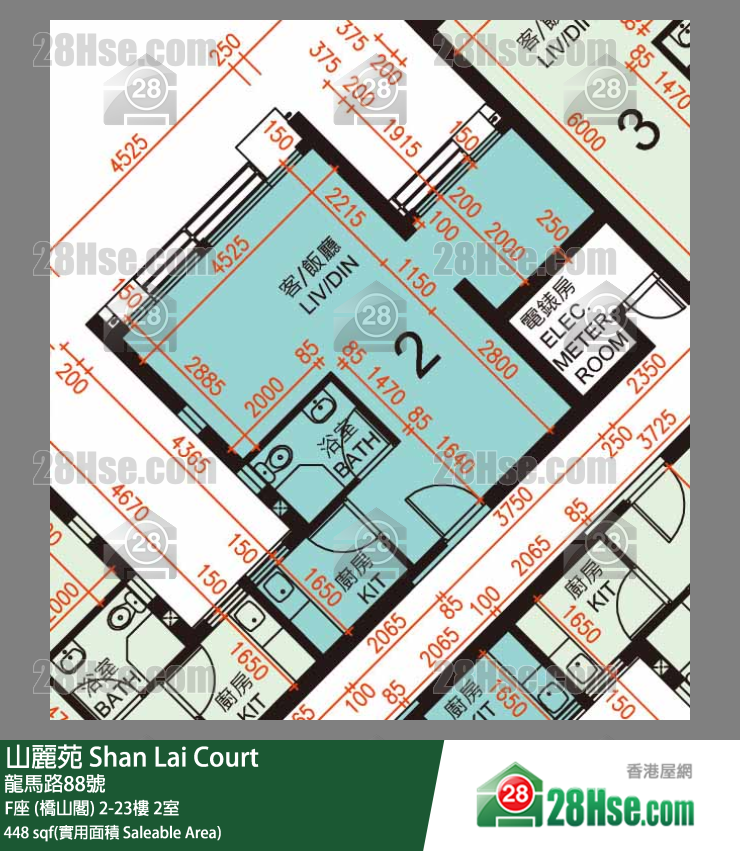 山麗苑 F座 (橋山閣) 3樓 2室 平面圖