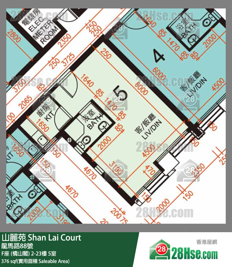 山麗苑 F座 (橋山閣) 4樓 5室 平面圖