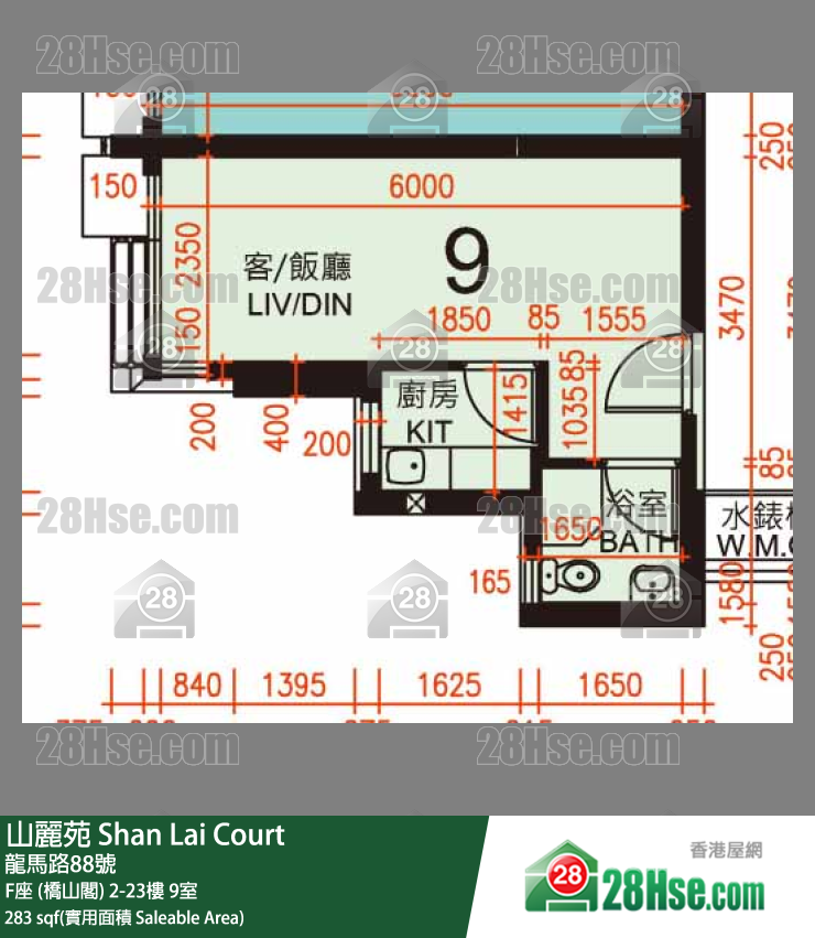 山麗苑 F座 (橋山閣) 6樓 9室 平面圖
