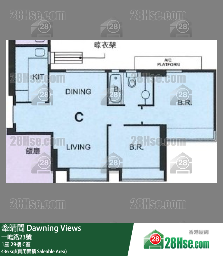 牵晴间 1座29楼 C室 平面图