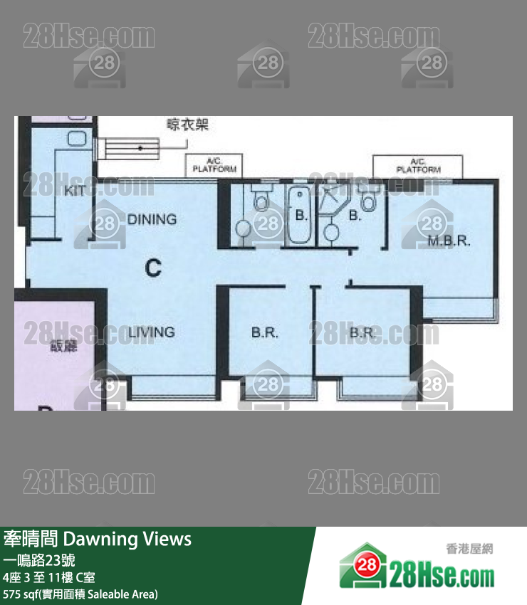 牵晴间 单位平面图(由 28Hse 提供) 牵晴间 单位平面图(由 28Hse 提供)