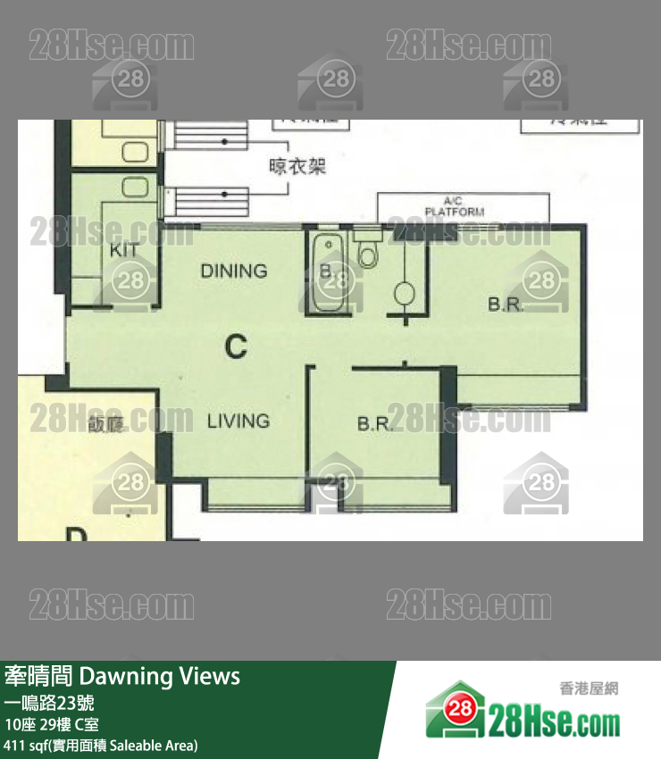 牵晴间 10座29楼 C室 平面图
