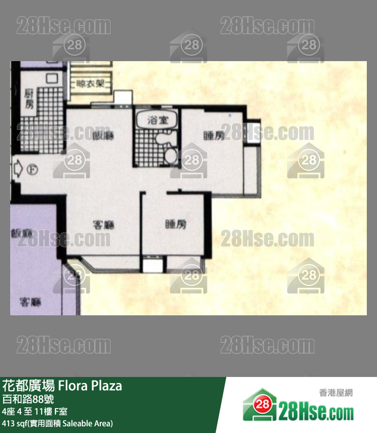 花都廣場 4座8樓 F室 平面圖