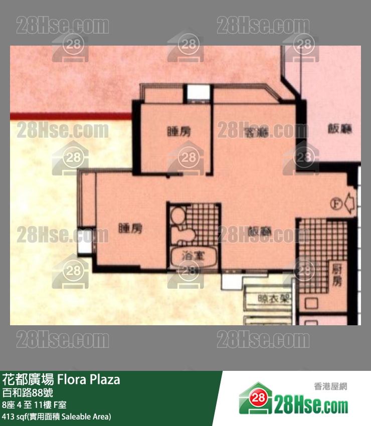 花都廣場 8座 6樓 F室 平面圖