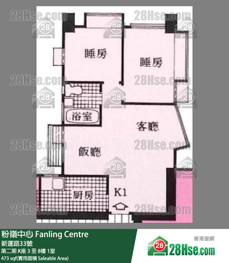粉岭中心 第二期K座3楼 1室 平面图