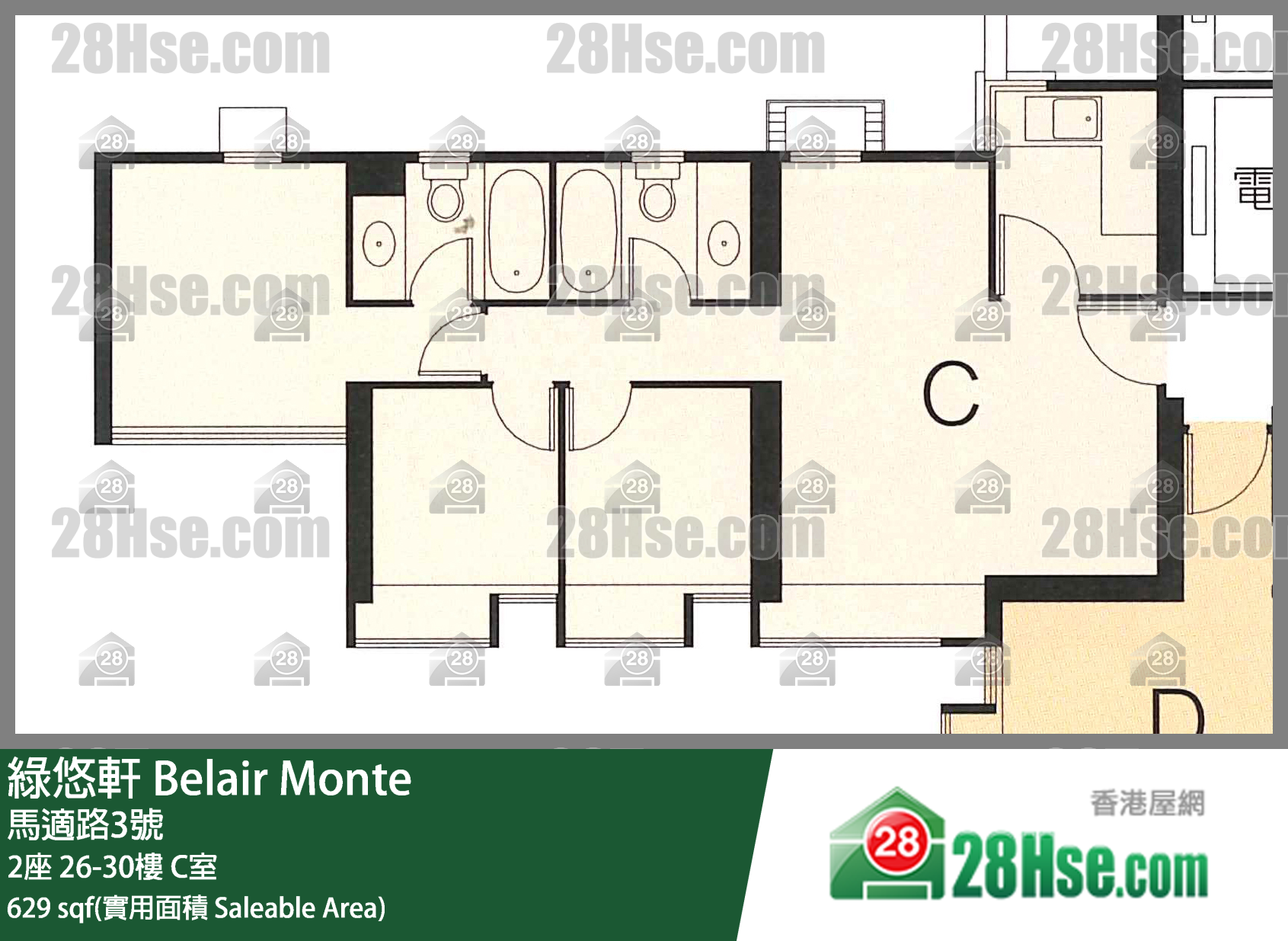 綠悠軒 2座30樓 C室 平面圖