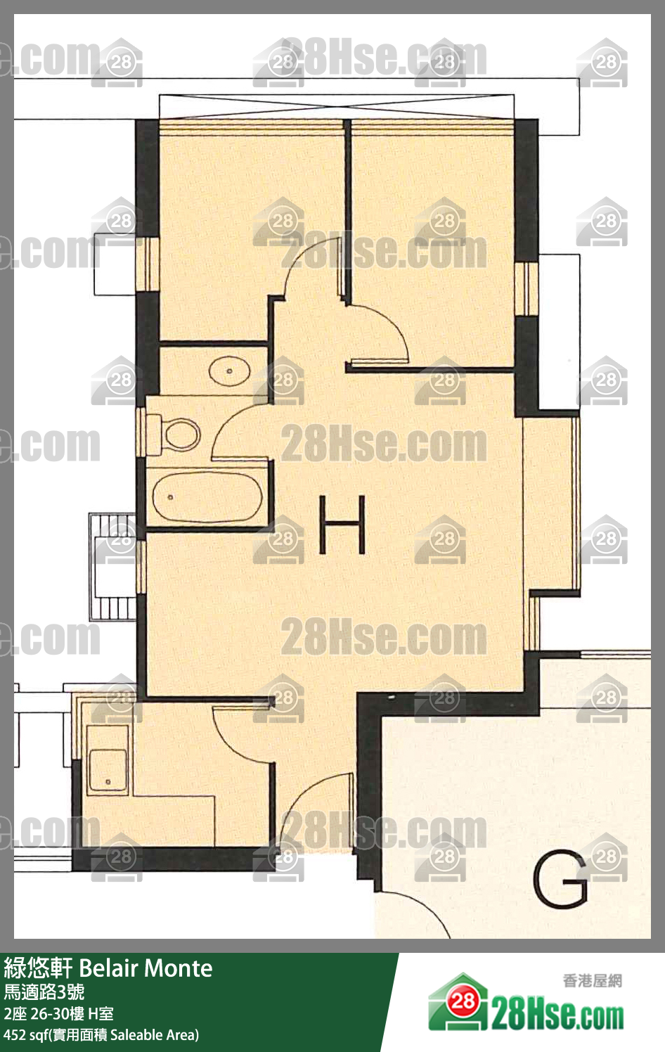 綠悠軒 2座27樓 H室 平面圖