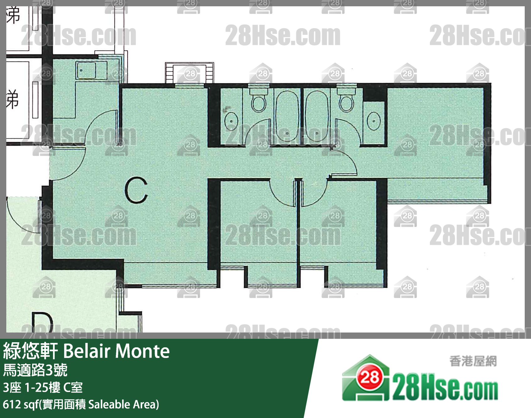 綠悠軒 3座 3樓 C室 平面圖