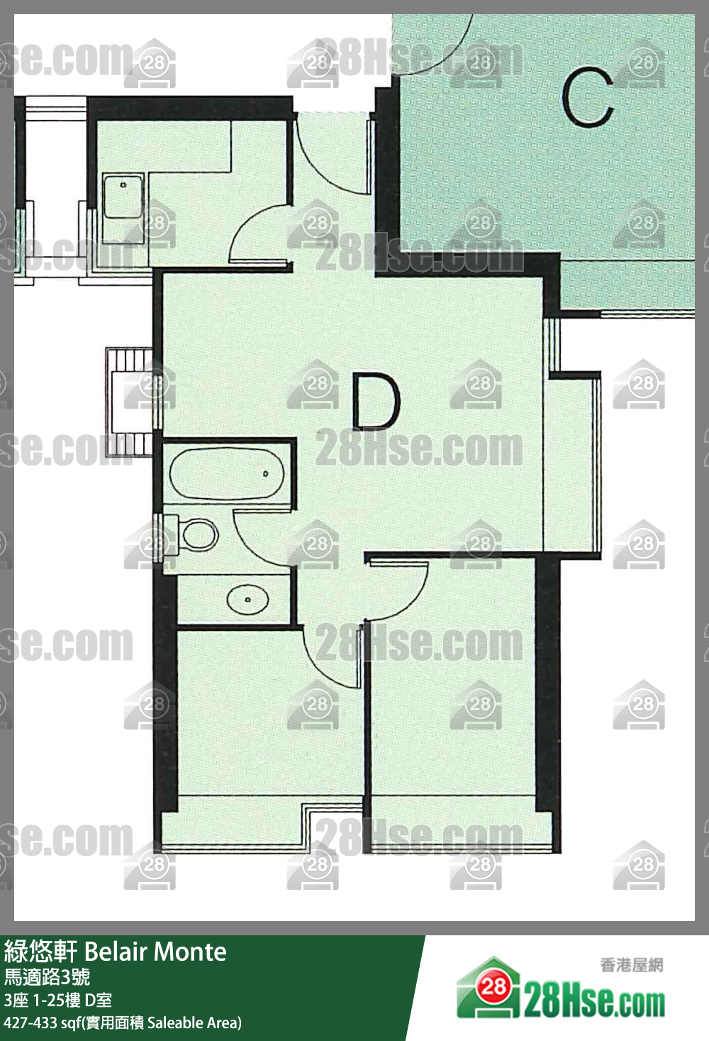 綠悠軒 3座20樓 D室 平面圖