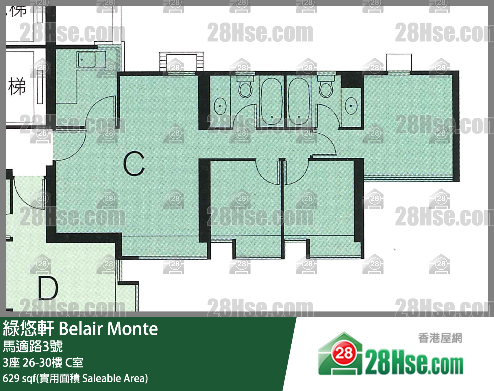 綠悠軒 3座28樓 C室 平面圖