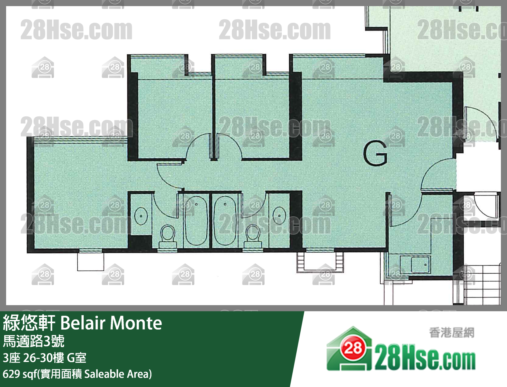 綠悠軒 3座 28樓 G室 平面圖