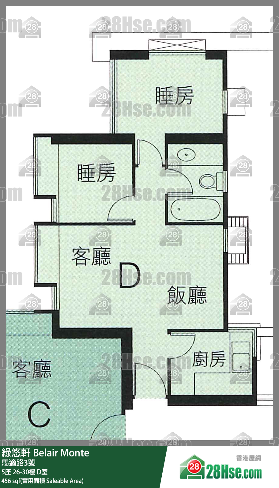 綠悠軒 5座28樓 D室 平面圖
