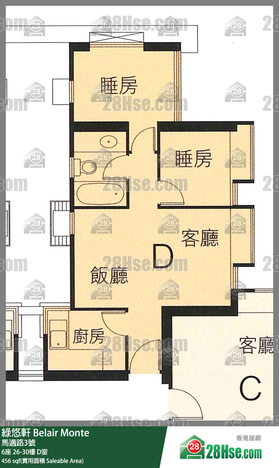 綠悠軒 6座27樓 D室 平面圖