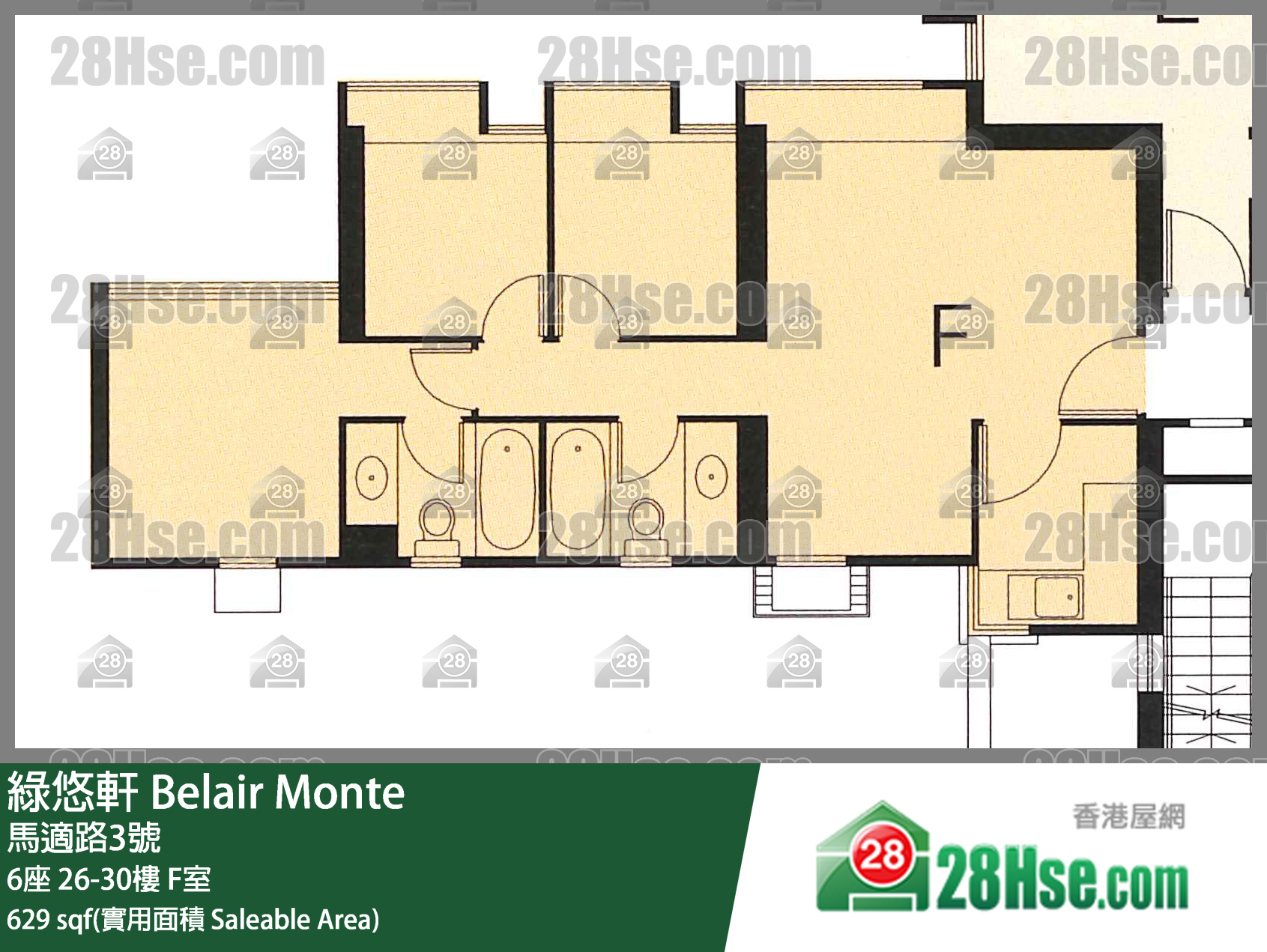 綠悠軒 6座28樓 F室 平面圖