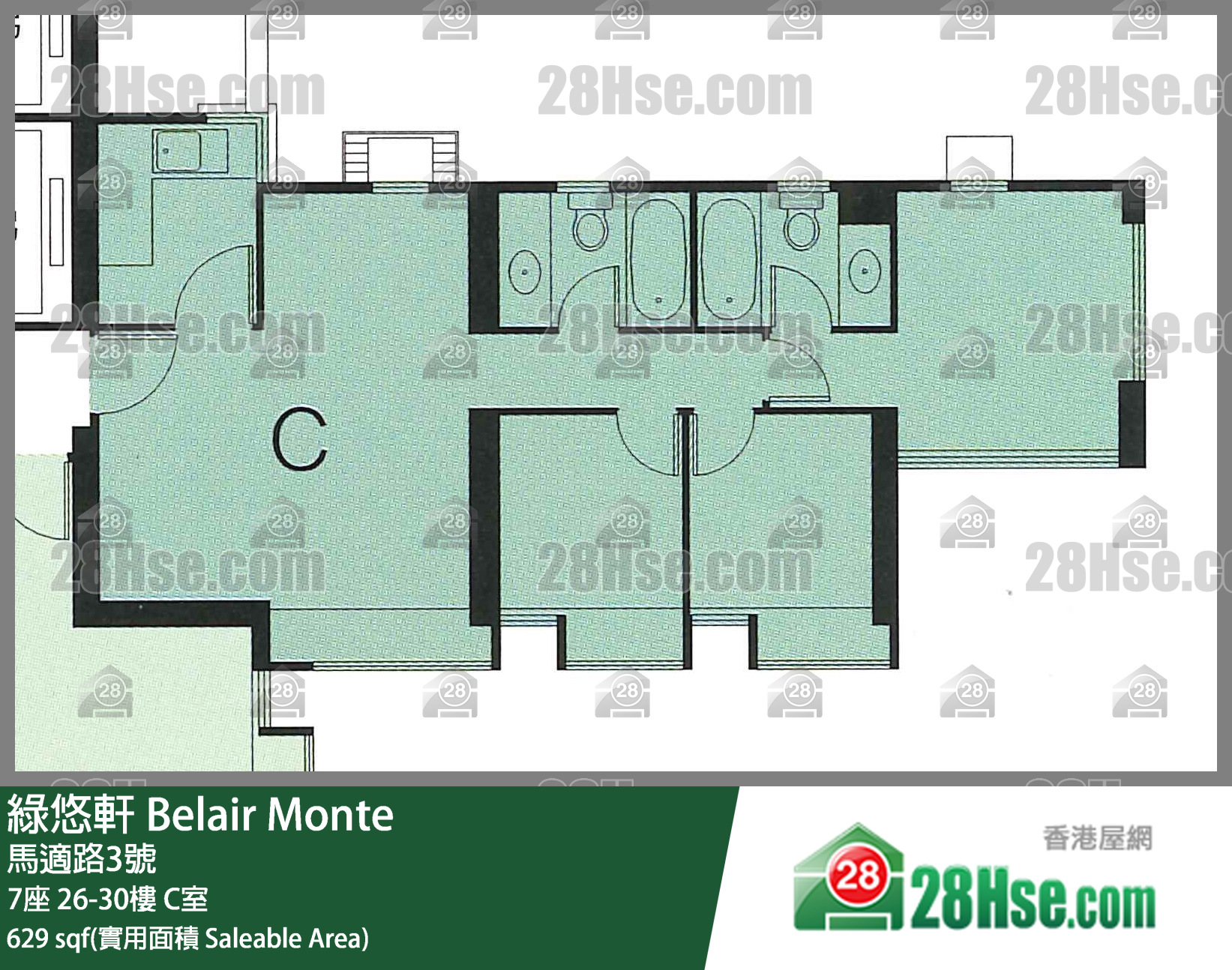 綠悠軒 7座28樓 C室 平面圖