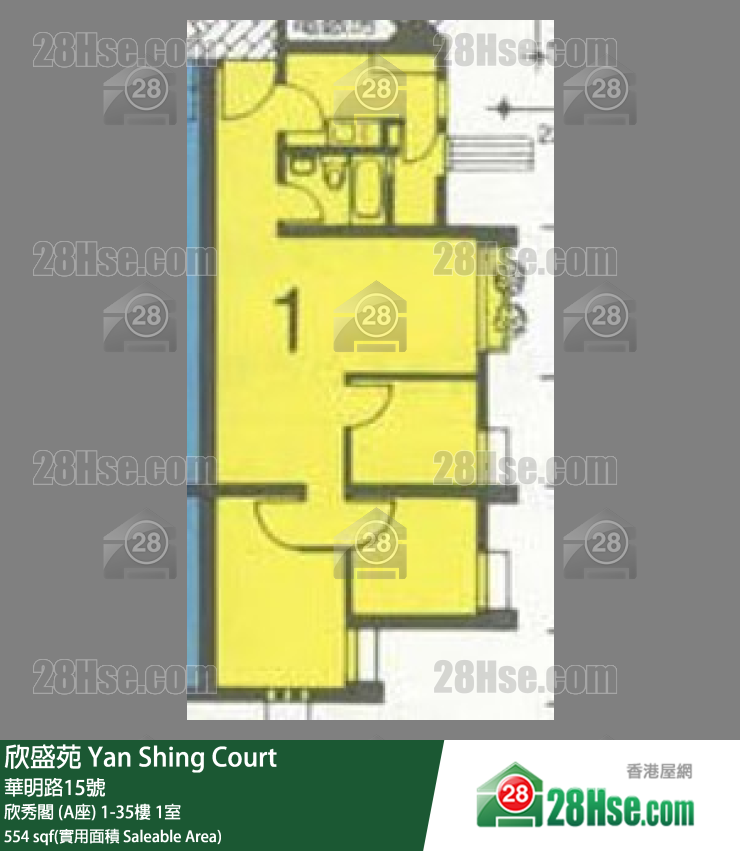 欣盛苑 欣秀閣 (A座)1樓 1室 平面圖