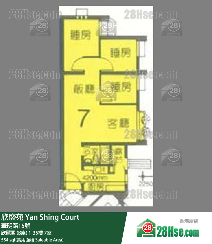 欣盛苑 欣麗閣 (B座)26樓 7室 平面圖