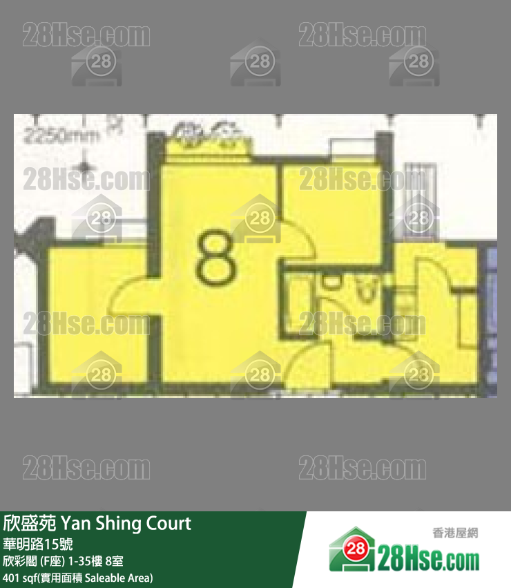 欣盛苑 欣彩阁 (F座) 15楼 8室 平面图