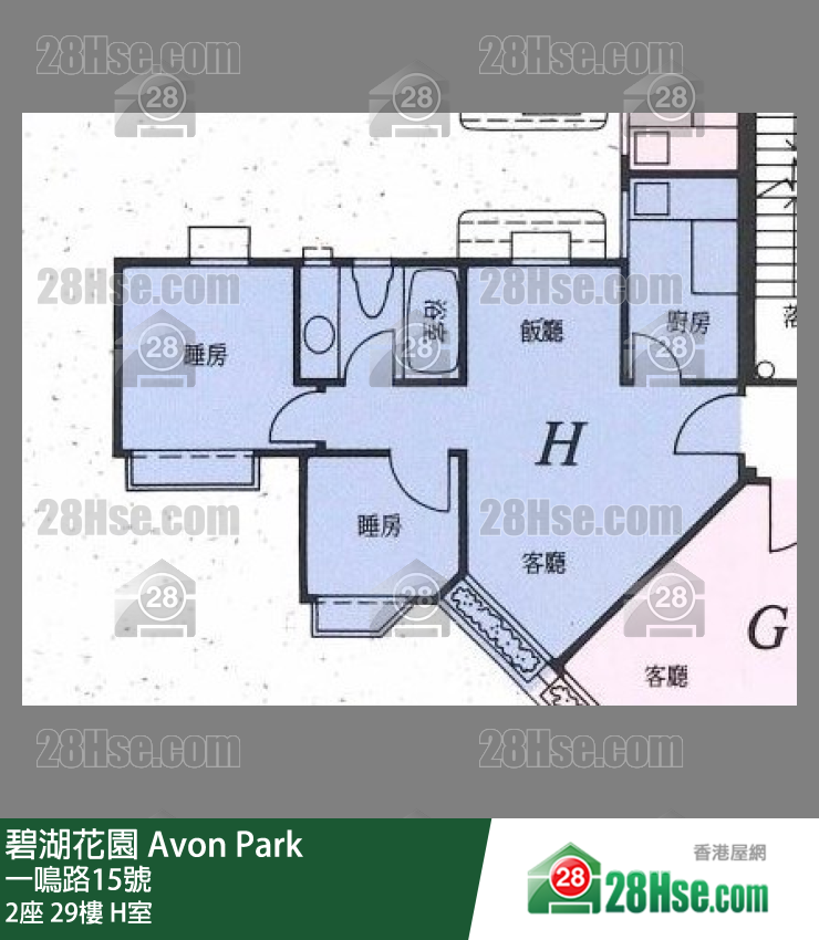 碧湖花園 2座29樓 H室 平面圖