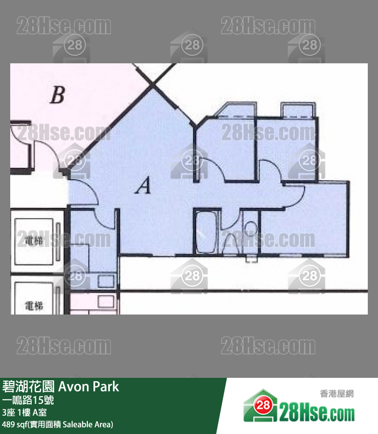 碧湖花园 3座1楼 A室 平面图
