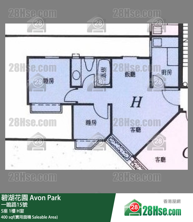 碧湖花園 5座1樓 H室 平面圖