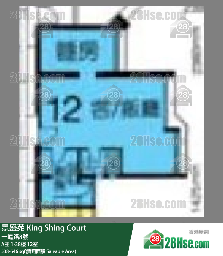 景盛苑 A座36樓 12室 平面圖